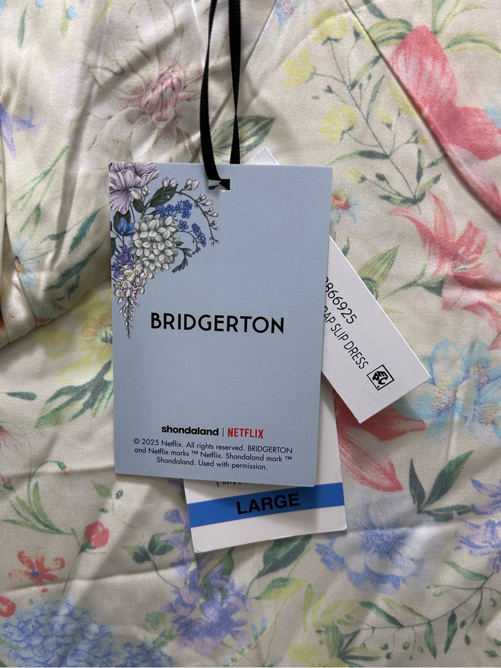 NWT Bridgerton Satin Like Bow Tie Shoulder Dress Large - Picture 6 of 6